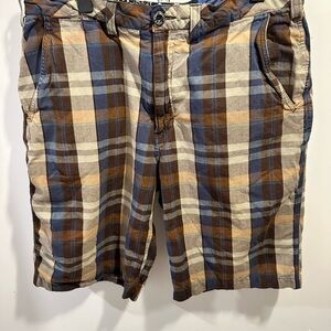 Element Men's Plaid Shorts in Blue and Brown